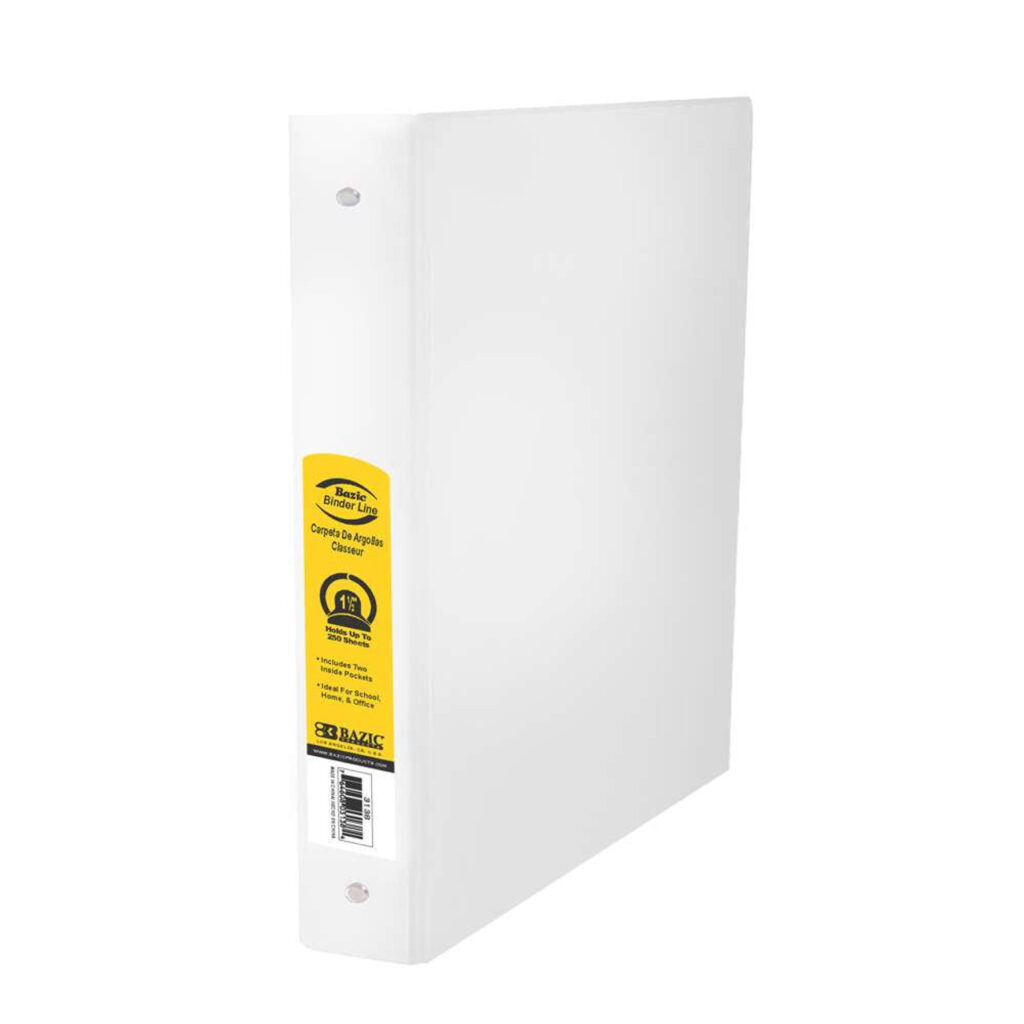 1 ½ inch three-ring binder | Package size: EA