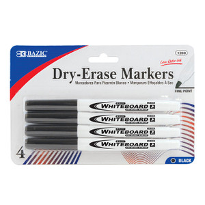 Dry Erase Markers, black, fine tip | Package size: Pack