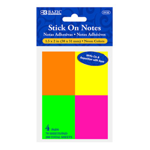 Sticky notes, 1.5 x 2" | Package size: Pack